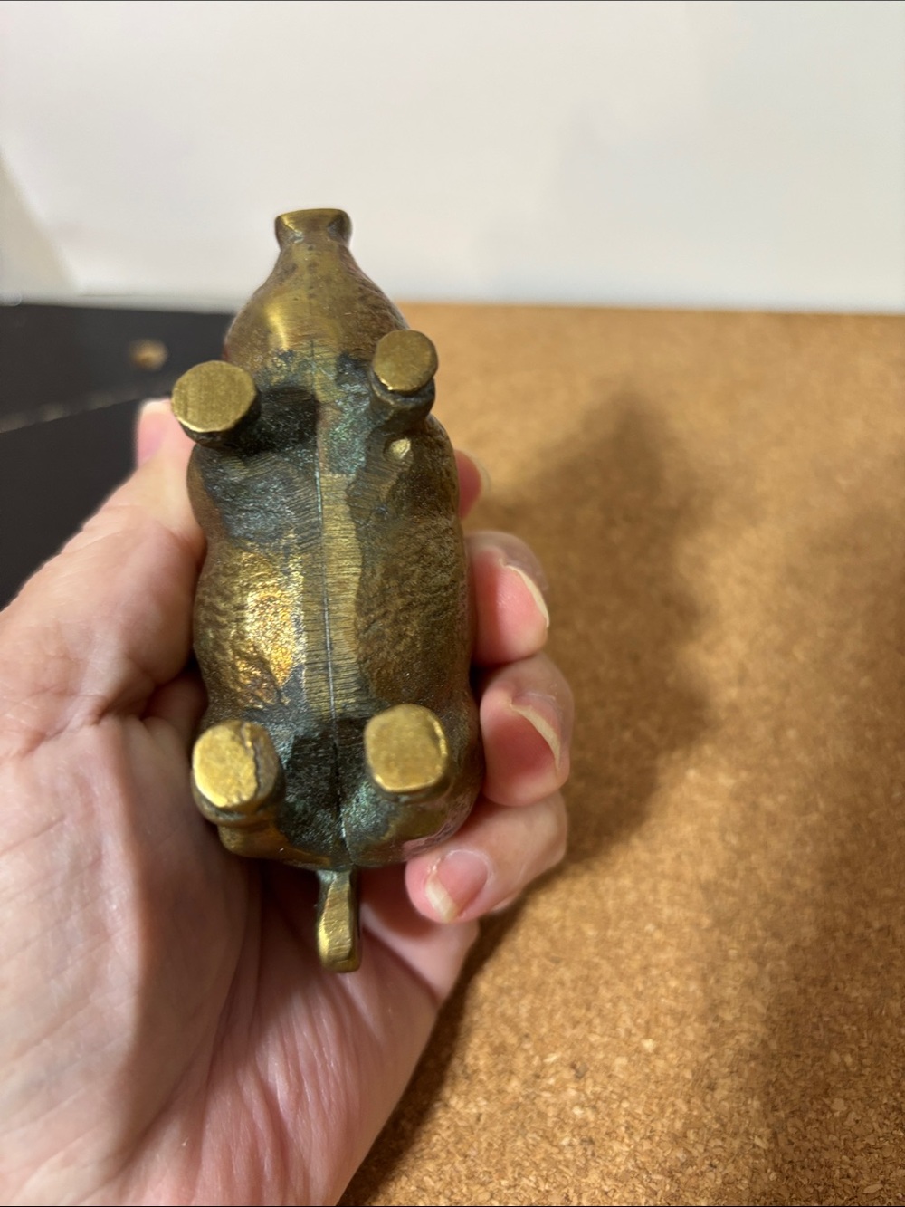 Vintage Brass Pig Figurine Home Accent - Gold Tone 4x2.5” - Picture 3 of 5